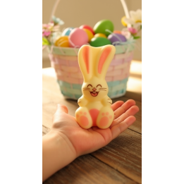 Lapin de Pâques souriant en chocolat